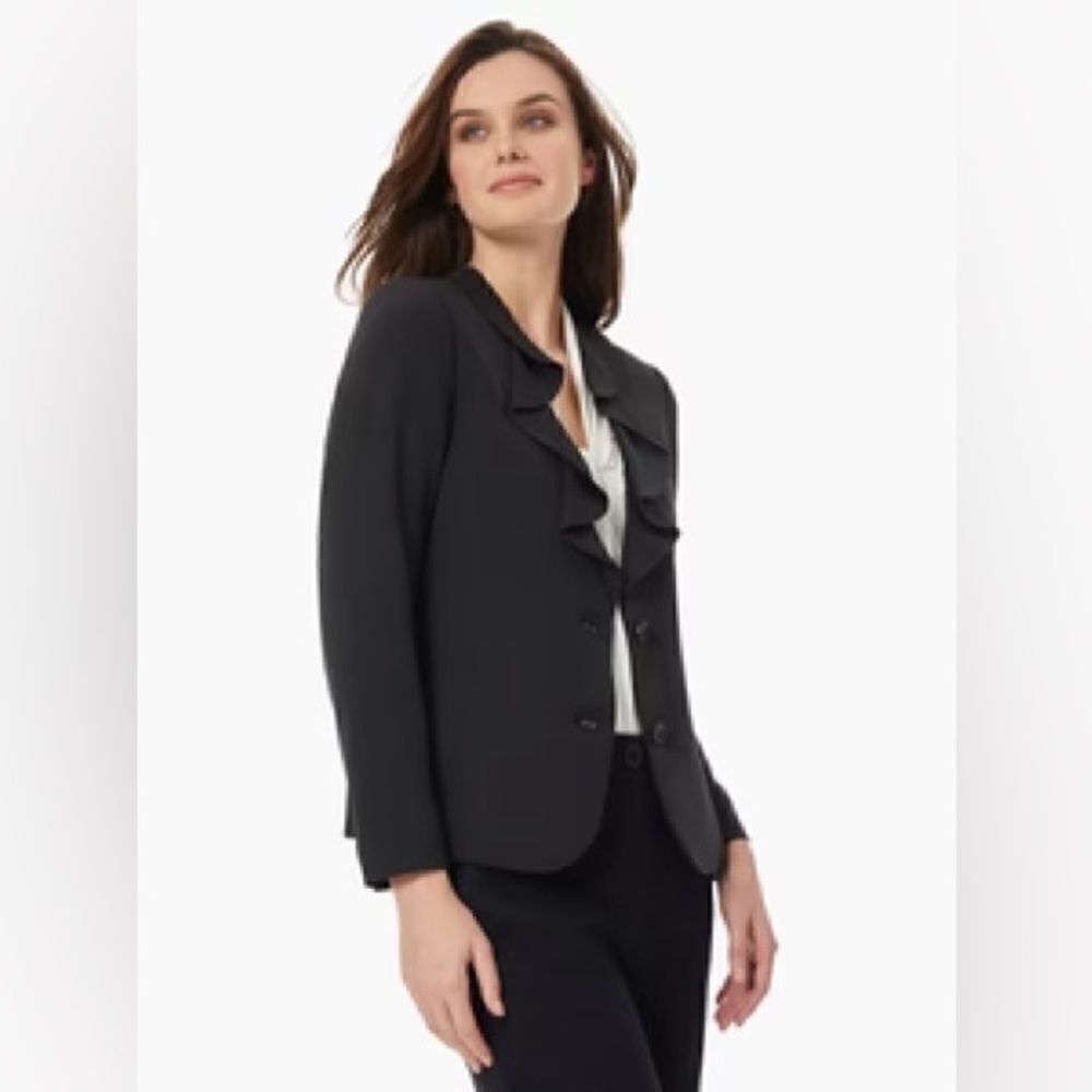 Jones Studio Separates Black Ruffle Neck Blazer size 18W